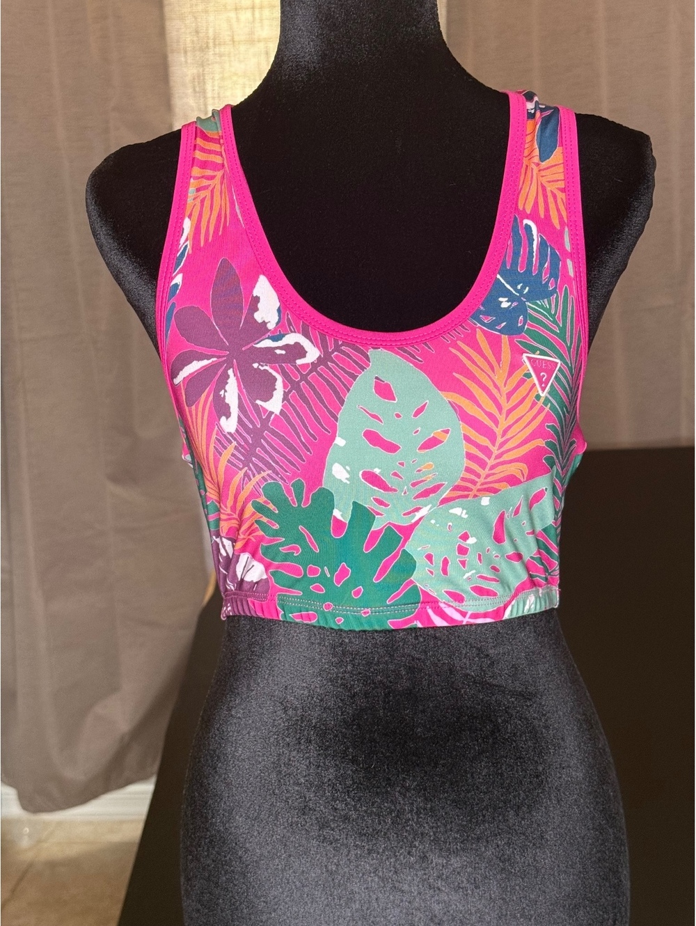 Guess Tropical Print Sports Bra Crop Top Size S